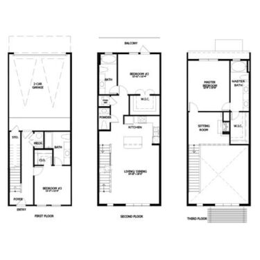Rendering of the THC3.GG floor plan with 3 bedroom[s] and 3.5 bathroom[s] at The Boat House