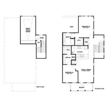 Rendering of the THB4.G floor plan with 2 bedroom[s] and 2 bathroom[s] at The Boat House