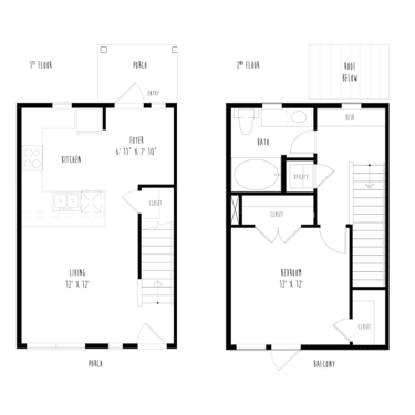 Rendering of the THA5 floor plan with 1 bedroom[s] and 1 bathroom[s] at The Boat House