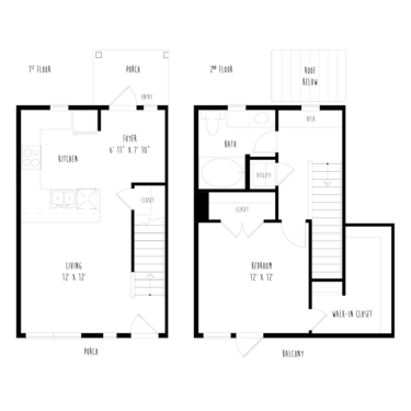 Rendering of the THA5.2 floor plan with 1 bedroom[s] and 1 bathroom[s] at The Boat House