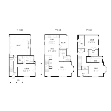 Rendering of the THC2.GG floor plan with 3 bedroom[s] and 3.5 bathroom[s] at The Boat House
