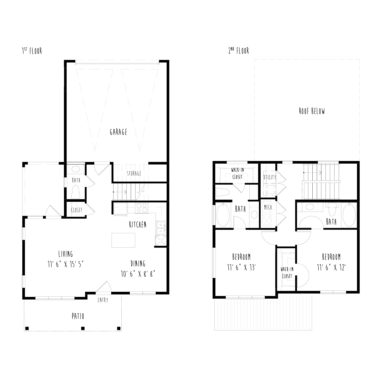 Rendering of the THB5.GG floor plan with 2 bedroom[s] and 2.5 bathroom[s] at The Boat House